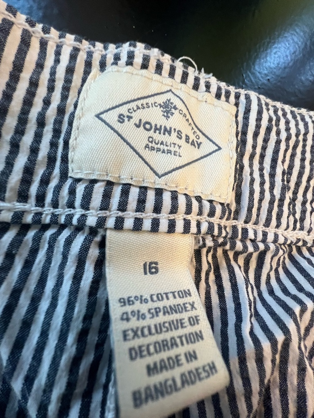 St. John's Bay White & Black Striped Shorts with pink flowers Embroidery - Picture 4 of 4